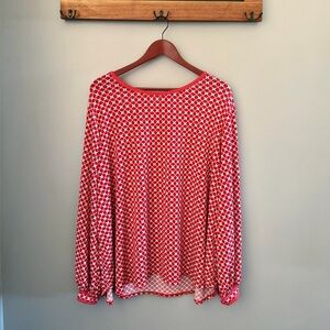 Max Studio Red, White, Blue Long Sleeve Lightweight Blouse, Size 2X